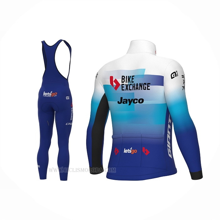 2022 Ropa Ciclismo Bike Exchange Azul Blanco Mangas Largas y Culotte Lunga